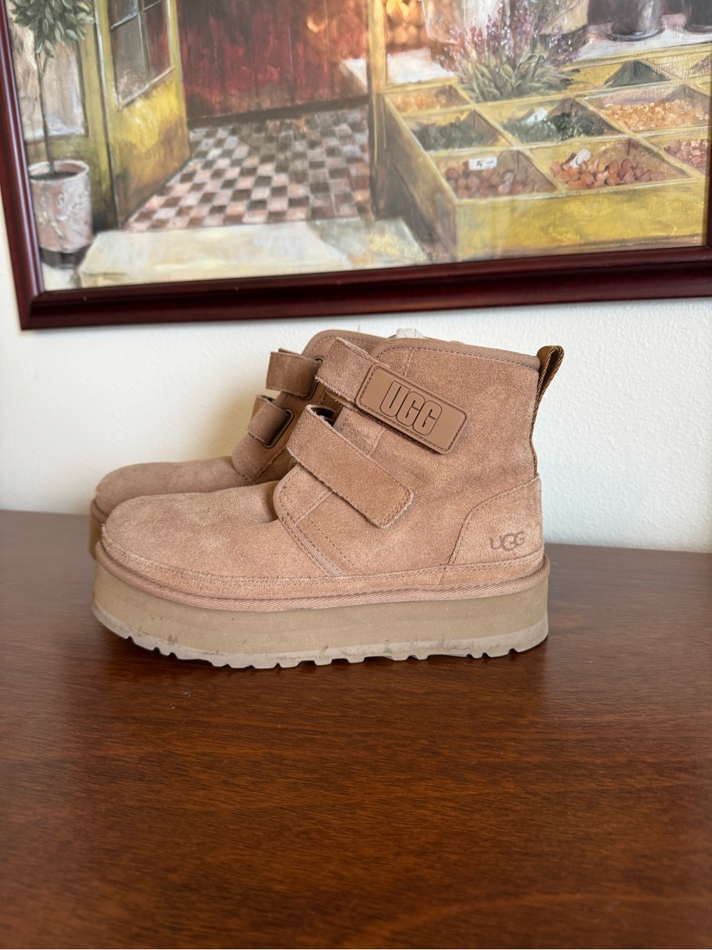 UGG Chestnut Neumal Platform Double-Strap Boots